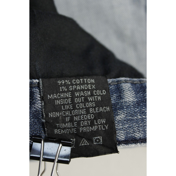 XXX Rude Button Fly Skinny Jeans Men 30 / 34 Distressed Ripped Blue Denim - Picture 10 of 14